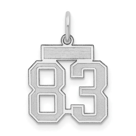 Auriga 925 Sterling Silver/Rhodium-plated Satin Number 83 Charm for Women (L-19mm, W-14mm)