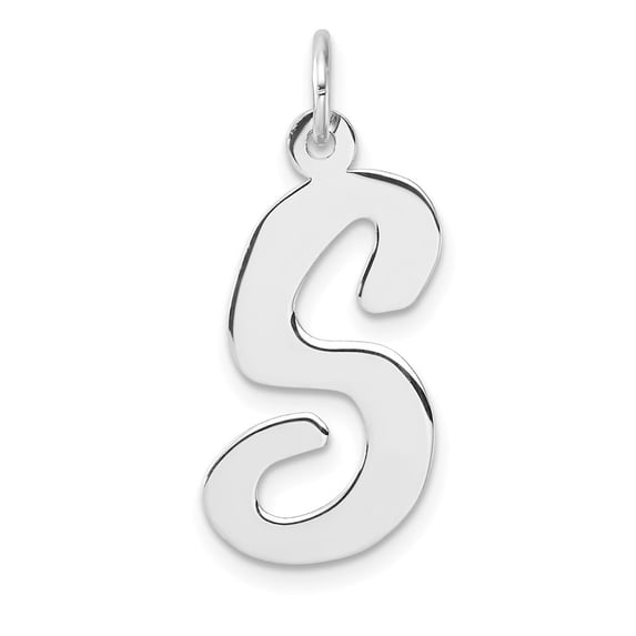 Auriga 925 Sterling Silver Rhodium-plated Script Letter S Initial Charm for Women (L-26.73 mm, W-11.43 mm)