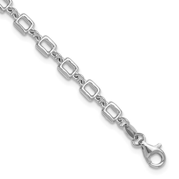 Auriga 925 Sterling Silver Rhodium-plated Square Link w/1inch ext. Bracelet for Women