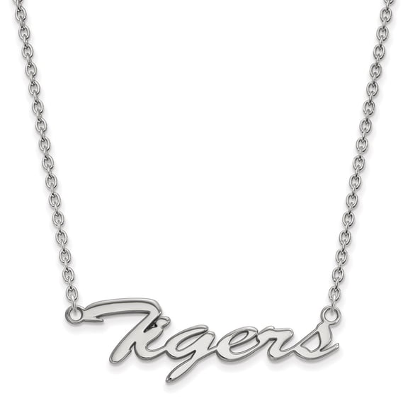 Auriga 925 Sterling Silver Rhodium-plated TIGERS Large Script Necklace for Women 18"