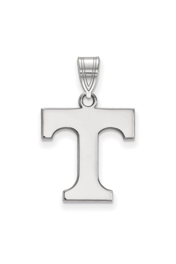 Fine Jewelry 925 Sterling Silver Rhodium-plated Tennessee Letter T Medium Pendant for Women (L-22 mm, W-17 mm)