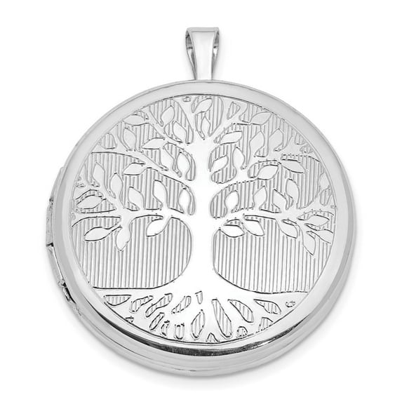 Auriga 925 Sterling Silver Rhodium-plated Tree Design Round Locket Pendant for Women(L- 27.45mm, W- 22.45mm)