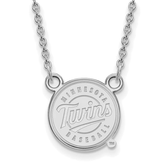 Auriga 925 Sterling Silver Rhodium-plated Twins Script Baseball Pendant Necklace for Women 18"