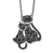 Auriga 925 Sterling Silver Rhodium-plated with Black Rhodium Accent Brilliant-cut Black CZ Cats Necklace for Women 18"