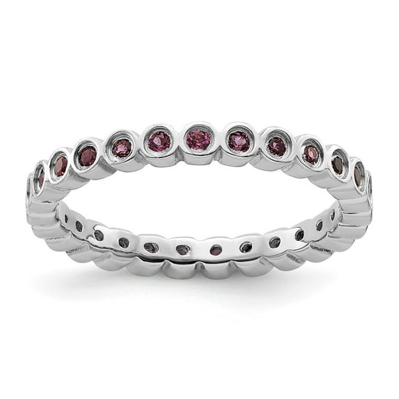 Auriga Fine Jewelry 925 Sterling Silver Rhodolite Garnet Eternity Ring for Women Size 10
