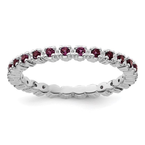 Auriga Fine Jewelry 925 Sterling Silver Rhodolite Garnet Eternity Ring for Women Size 9