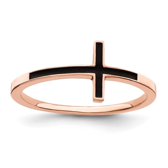 Auriga 925 Sterling Silver Rose Gold Plated Antiqued Sideways Cross Ring Size 7 for Women