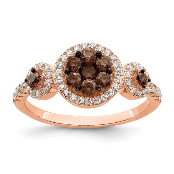 Auriga 925 Sterling Silver Rose-Tone Black Cubic Zirconia Fancy Ring Size 7 for Women