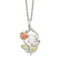 thumbnail image 1 of Auriga Fine Jewelry 925 Sterling Silver Rose and Lab Created White Opal 18inch Clasp Necklace for Women, 1 of 4