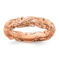 thumbnail image 1 of Auriga Fine Jewelry 925 Sterling Silver Rose-plated Carved Band for Women Size 8, 1 of 6