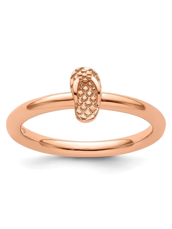 925 Sterling Silver Rose-plated Flip Flop Ring for Women Size- 10