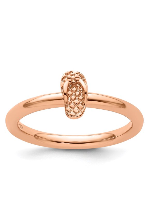 925 Sterling Silver Rose-plated Flip Flop Ring for Women Size- 10