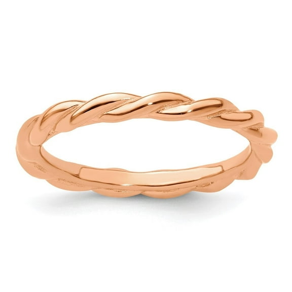 Auriga 925 Sterling Silver Rose-plated Twist Ring for Women Size- 10