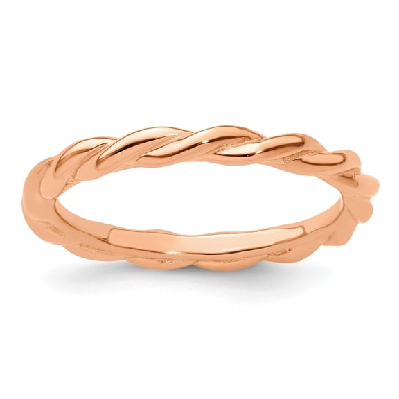 Auriga 925 Sterling Silver Rose-plated Twist Ring for Women Size- 10