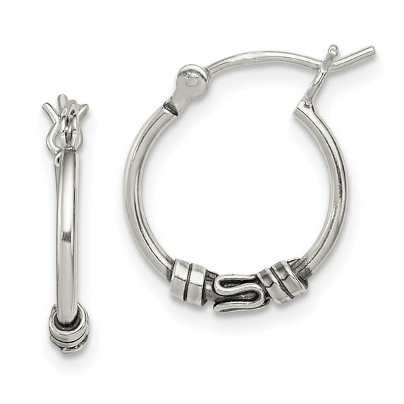 Auriga Fine Jewelry 925 Sterling Silver Round Antiqued Fancy Hoop Earrings for Women (L -15mm, W - 13mm)