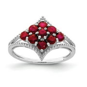 AURIGA Fine Jewelry 925 Sterling Silver Round Cut Ruby Cluster Ring Size 9 for Women