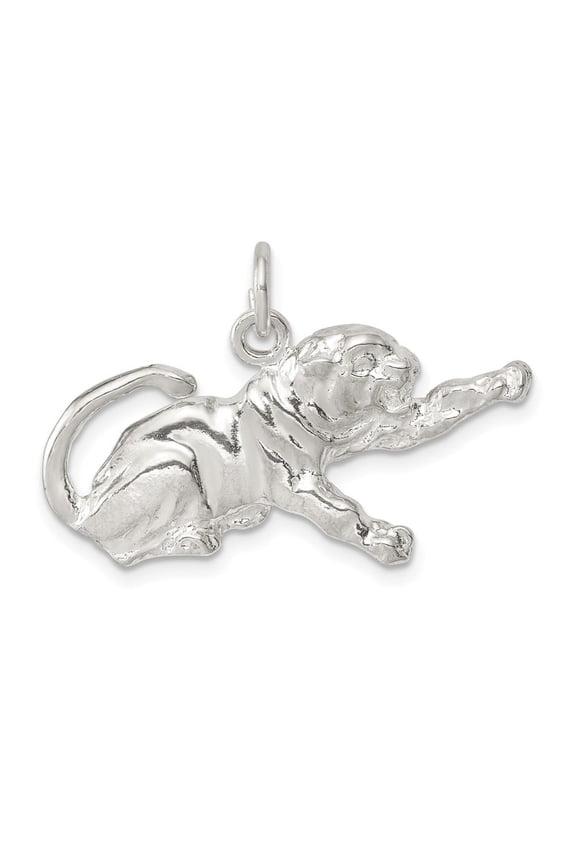 Fine Jewelry 925 Sterling Silver Tiger Charm for Women (L - 19 mm, W - 33 mm)