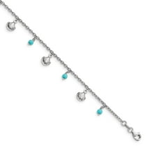 Auriga 925 Sterling Silver Turquoise Adjustable Anklet 9inch for Women