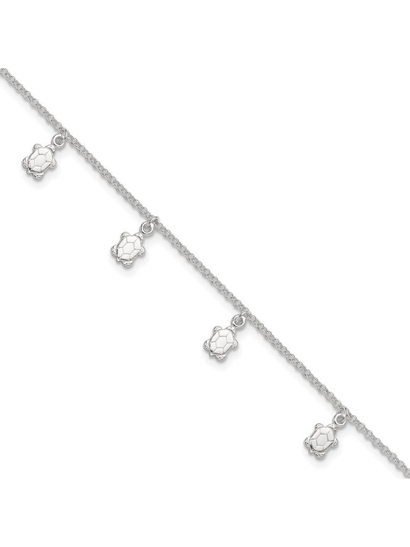 925 Sterling Silver Turtle Anklet 9inch for Women