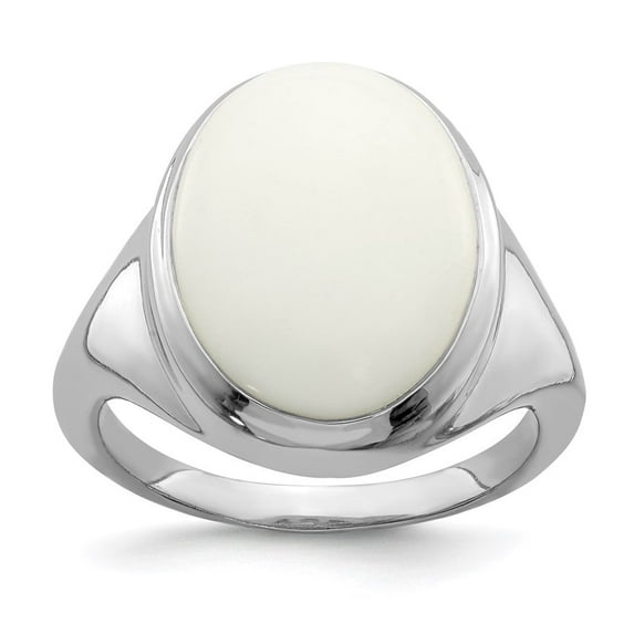 Auriga Fine Jewelry 925 Sterling Silver White Agate Ring Size 8 for Women