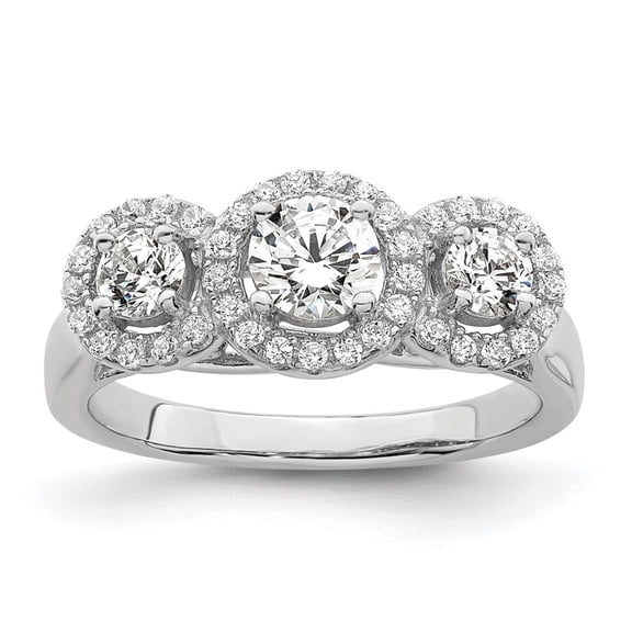 Auriga 925 Sterling Silver White Cubic Zirconia 3 Stone Wedding Band Ring Size 7 for Women