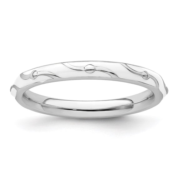Auriga 925 Sterling Silver White Enamel Ring for Women Size- 5
