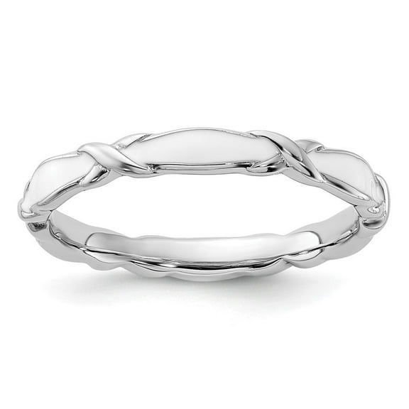 Auriga 925 Sterling Silver White Enameled Ring for Women Size- 7