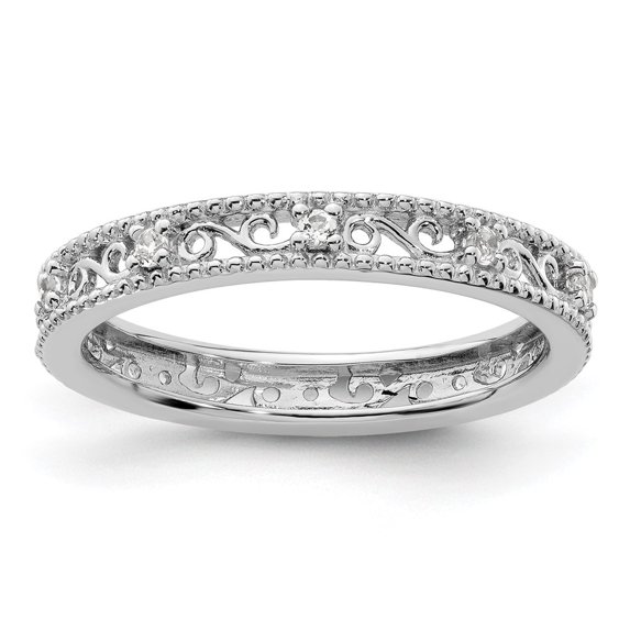 Auriga 925 Sterling Silver White Topaz Ring for Women Size- 7