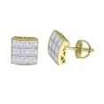 thumbnail image 1 of Auriga 925 Sterling Silver Yellow-Tone CZ Princess-cut Square Dome Stud Earrings for Men, 1 of 3
