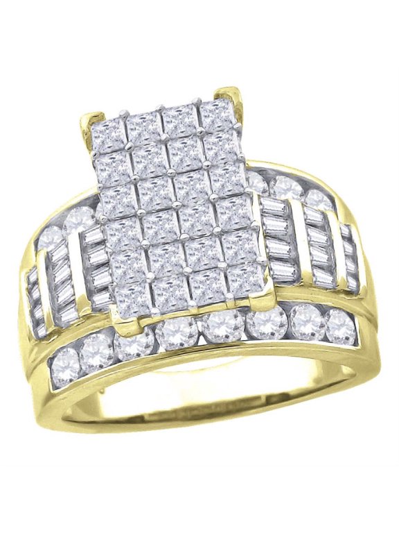 925 Sterling Silver Yellow-Tone Cubic Zirconia Cinderella Ring Size 7 for Women