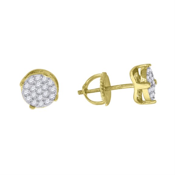 Auriga 925 Sterling Silver Yellow-Tone Cubic Zirconia Round Stud 6.5mm Earrings for Women