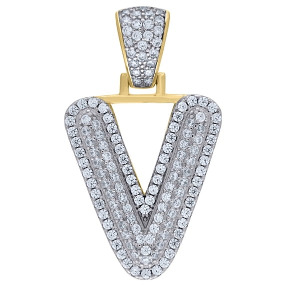Auriga 925 Sterling Silver Yellow-Tone Initial Letter V Charm Pendant for Women