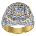 thumbnail image 1 of Auriga 925 Sterling Silver Yellow-Tone Round Baguette CZ Round Head Ring Size 10 for Men, 1 of 6
