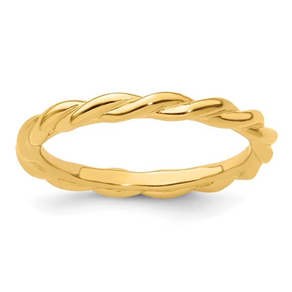 Auriga Fine Jewelry 925 Sterling Silver Yellow-plated Twist Ring for Women Size- 6