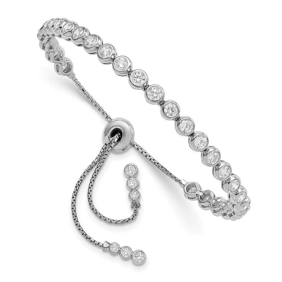 Auriga 925 Sterling Silver Zirconia 35 Stone Bolo Bracelet for Women