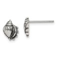 thumbnail image 1 of Auriga Fine Jewelry 925 Sterling Silver and Antiqued Sea Shell Stud Earrings for Women (L- 9mm, W- 7mm), 1 of 6
