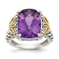 thumbnail image 1 of Auriga 925 Sterling Silver and Gold Amethyst Engagement Ring Size 8 for Women, 1 of 6
