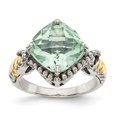 thumbnail image 1 of Auriga 925 Sterling Silver and Gold Green Quartz Engagement Ring Size 6 for Women, 1 of 6