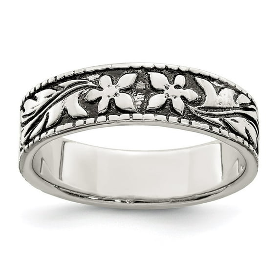Auriga Fine Jewelry 925 Sterling Silver and Rhodium Floral Ring Size 8 for Women