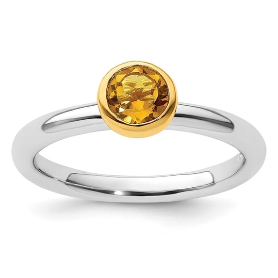 Auriga Fine Jewelry 925 Sterling Silver w/Gold-plate Citrine Ring for Women Size- 10