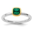 thumbnail image 1 of Auriga Fine Jewelry 925 Sterling Silver w/Gold-plated Created Emerald Ring for Women Size 7, 1 of 6