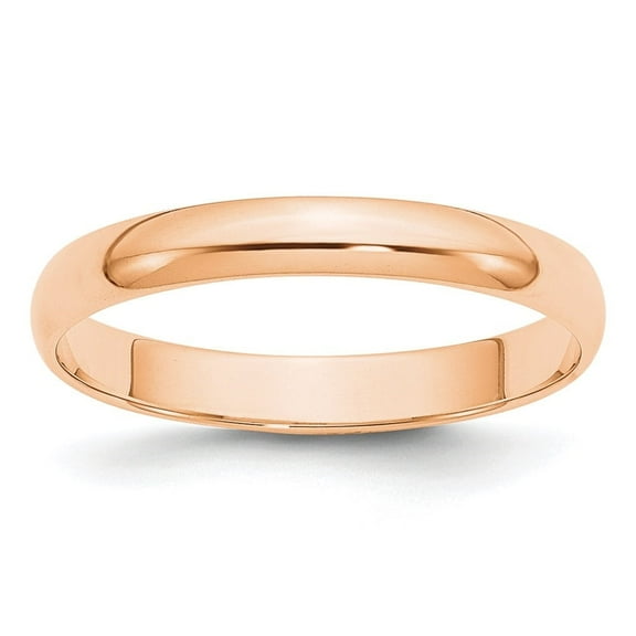 Auriga Fine Jewelry 10K Rose Gold 3mm Lightweight Half Round Wedding Band for Women Size- 10