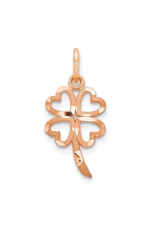 Fine Jewelry 10K Rose Gold Four Leaf Clover Pendant for Women (L- 0.79 inch, W- 0.39 inch)