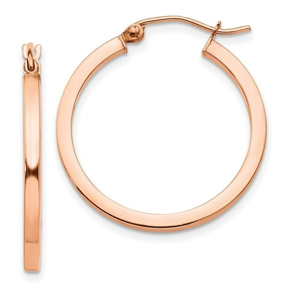 Auriga Fine Jewelry 10K Rose Gold Lightweight Square Tube Hoop Earrings for Women