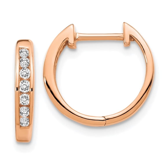 Auriga Fine Jewelry 10K Rose Gold Diamond Hinged Hoop Earrings for Women