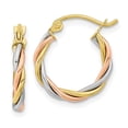 thumbnail image 1 of Auriga Fine Jewelry 10K Tri-Color Gold 2.5mm Twisted Hoop Earrings for Women, 1 of 5