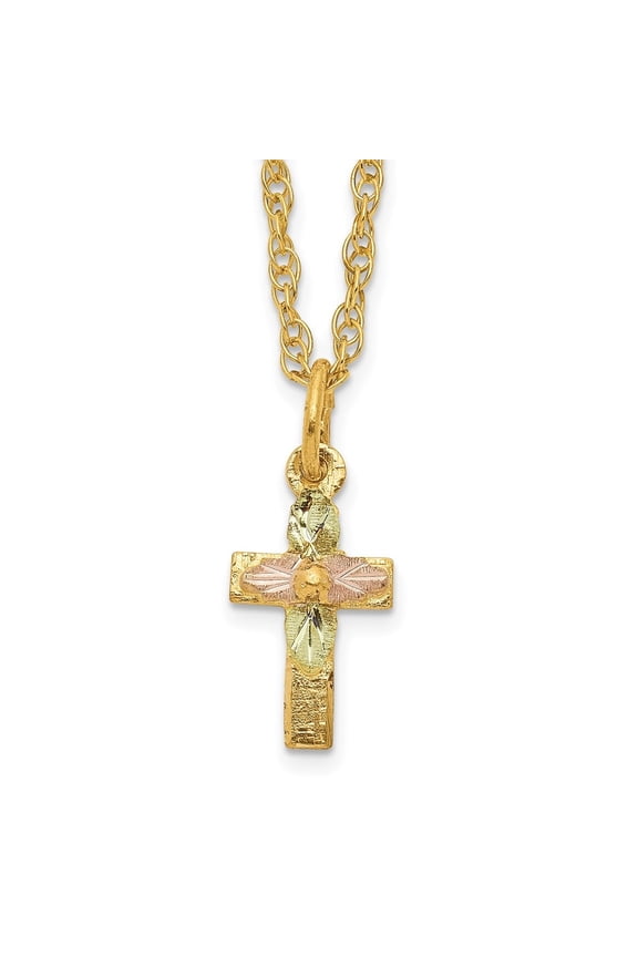 Fine Jewelry 10K Tri-Color Gold Cross Necklace for Women 18"