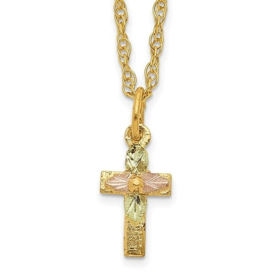 Auriga Fine Jewelry 10K Tri-Color Gold Cross Necklace for Women 18"