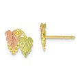 thumbnail image 1 of Auriga Fine Jewelry 10K Tri-Color Gold leaves Stud Earrings for Women(L-10mm; W-9mm), 1 of 5