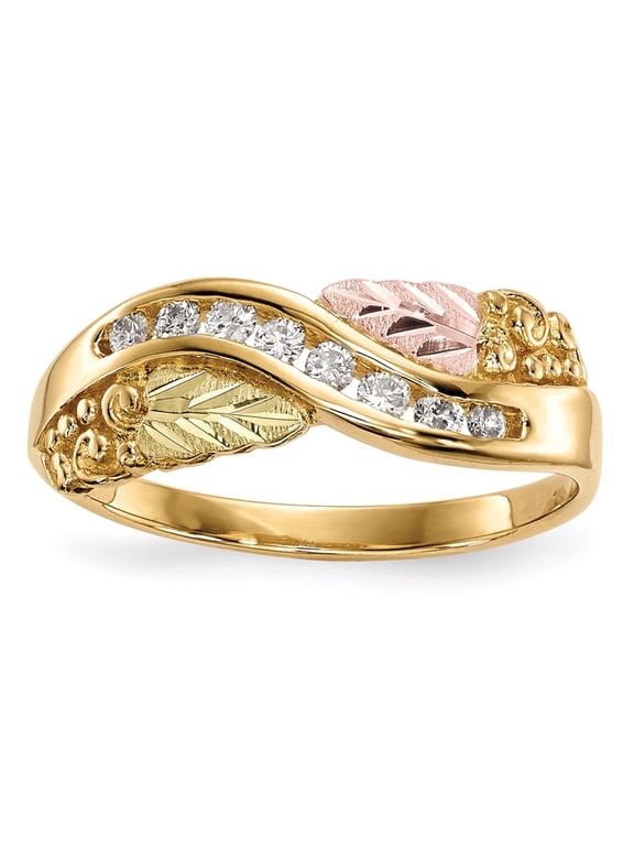 Fine Jewelry 10K Tri-color Gold Diamond Ring for Women Size- 7
